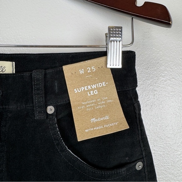 Madewell Superwide Leg High Rise Cotton Blend Pants Corduroy Black Size 25 NWT - Picture 6 of 11